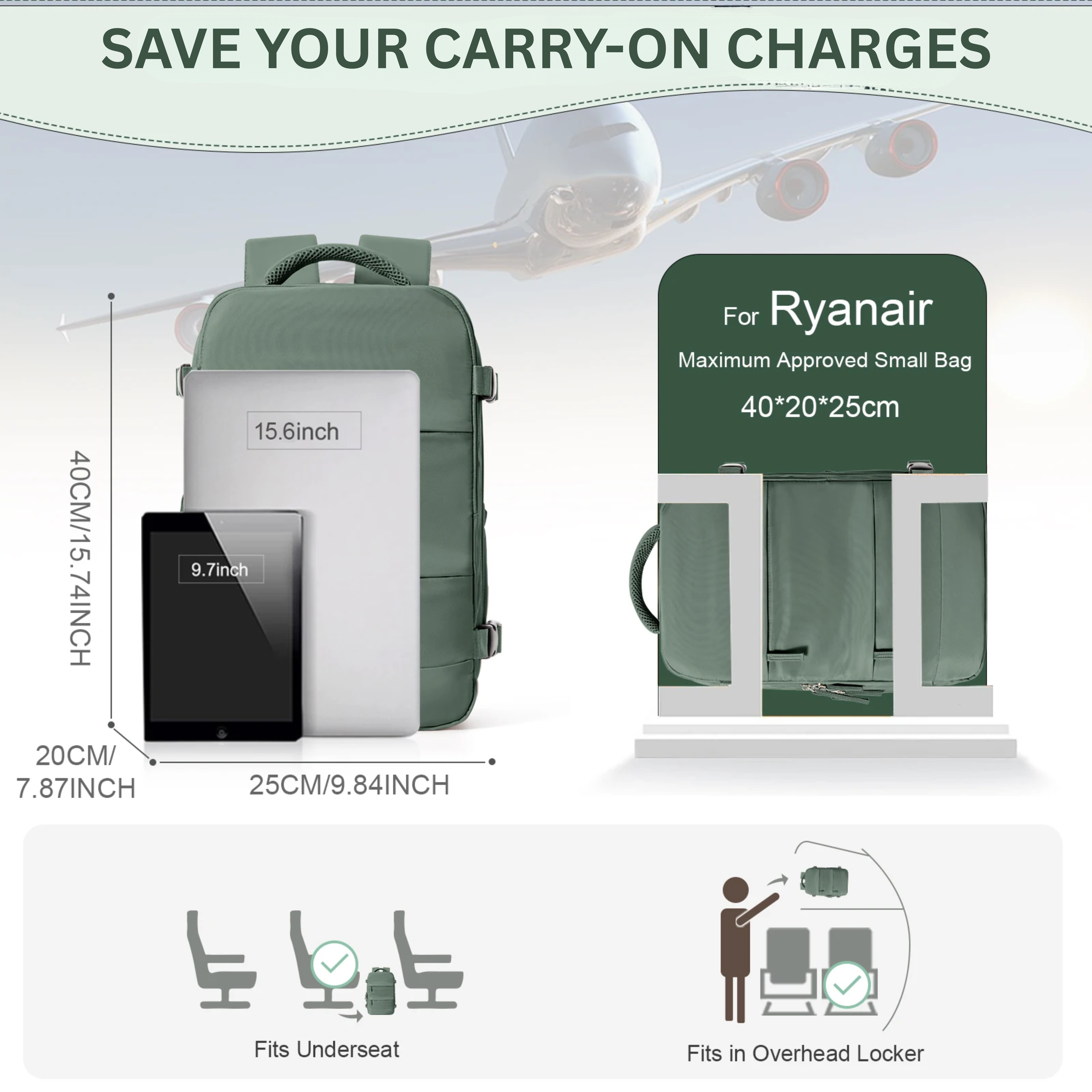 COMPACKT Cabin 40x20x25 Travel Backpack – Airline Approved Carry-On Bag